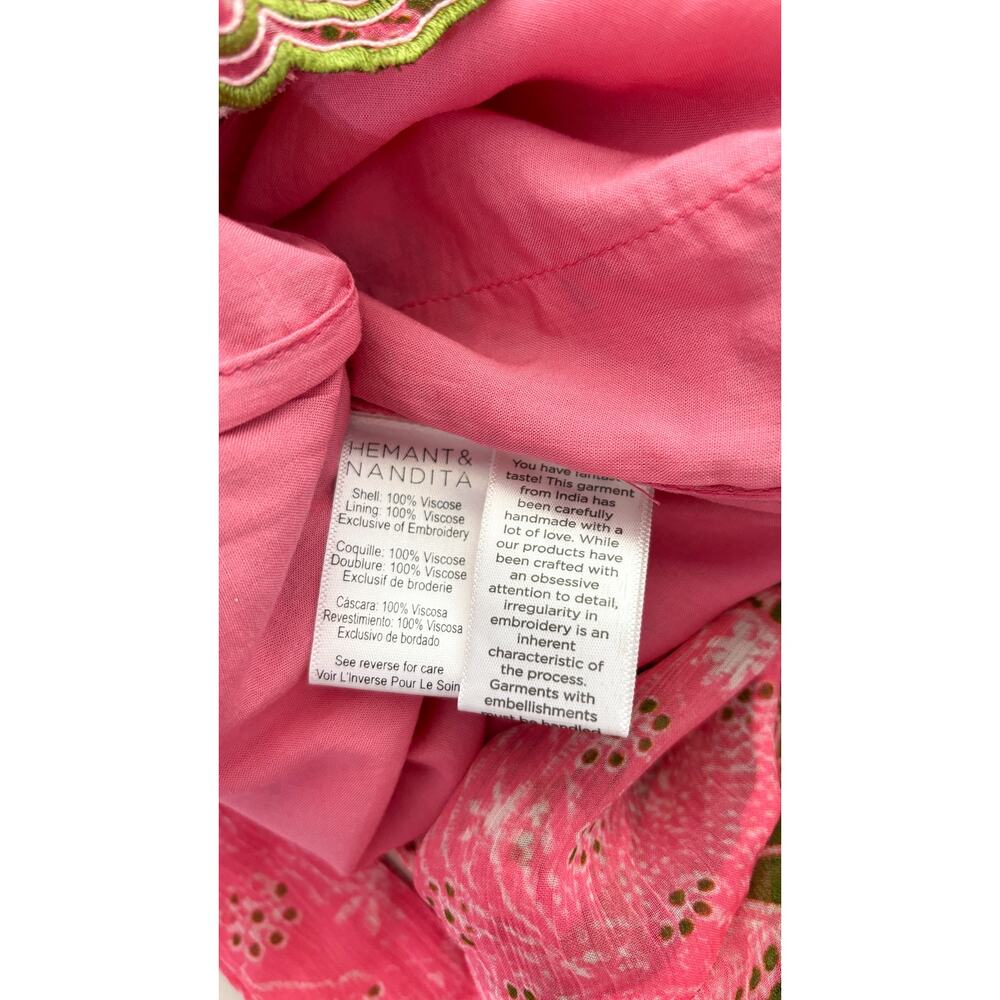 Hemant And Nandita Long Sleeve Pakhi Romper Womens Size Medium Pink New Green - Picture 15 of 15